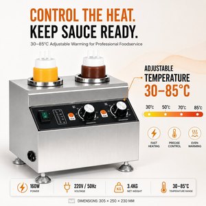 Dispenser Elettrico per Salse a Doppia Bottiglia in Acciaio Inox, Scaldasalse per Hotel, Ristoranti e Cucine - Product Image 2