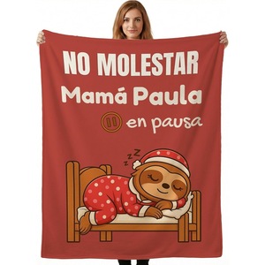 Red Sloth Bedtime Scene Flannel <b>Blanket</b> Throw <b>Blanket</b> Nap <b>Blanket</b> Wholesale Machine Washable Fade Resistant Custom Print - Product Image 1