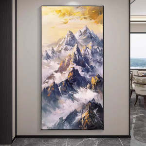 Bán Buôn Lớn 3D Vàng Đỉnh Núi Nhà Tường Nghệ Thuật 2025 Hiện Đại Dọc Treo Phong Cảnh Pha Lê Sứ Sơn - Product Image 5