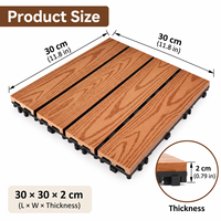 Dalles de terrasse emboîtables en WPC 300x300mm, style design asiatique, pour patios extérieurs, villas et espaces bordagers