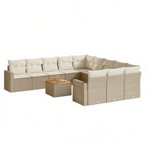 Juego de Sofás de Jardín Beige de 12 Piezas, Muebles de Exterior con Estructura de Ratán, Resistentes a la Intemperie, Diseño Contemporáneo para Jardín - Product Image 1