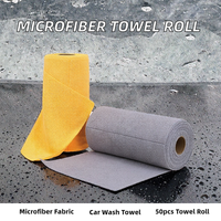 Rouleau de serviettes en microfibre 30x30cm 280gsm 50 pièces/rouleau, détachable, super absorbant, séchage rapide, pour lavage de voiture, personnalisable OEM