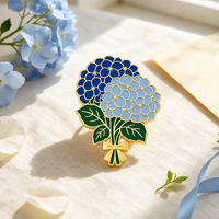 Épingles de revers en émail dur et doux, motif floral végétal, forme irrégulière, artisanat métallique, hortensia bleu, accessoires personnalisés