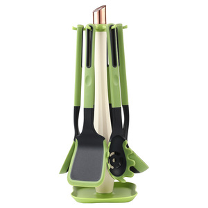 Juego de utensilios de cocina antiadherentes de silicona de 7 piezas con mango de nailon, resistentes al calor, incluye espátula y herramientas de cocina - Product Image 1