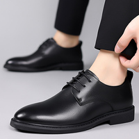 Chaussures en cuir à lacets décontractées et tendance pour hommes - Design Evergreen antidérapant et amortissant pour l'automne/hiver