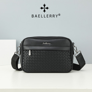 กระเป๋าคาดลำตัวผู้ชาย Baellerry ความจุขนาดใหญ่ ทนทาน เหมาะสำหรับการเดินทางกลางแจ้ง กระเป๋าสะพายไหล่สีดำ ตกแต่งด้วยการเย็บแบบถัก - Product Image 3