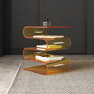 <span class=keywords><strong>Table</strong></span> <span class=keywords><strong>basse</strong></span> moderne transparente de couleur crème en bois massif de style américain avec porte-revues pour salon à usage domestique - Product Image 5