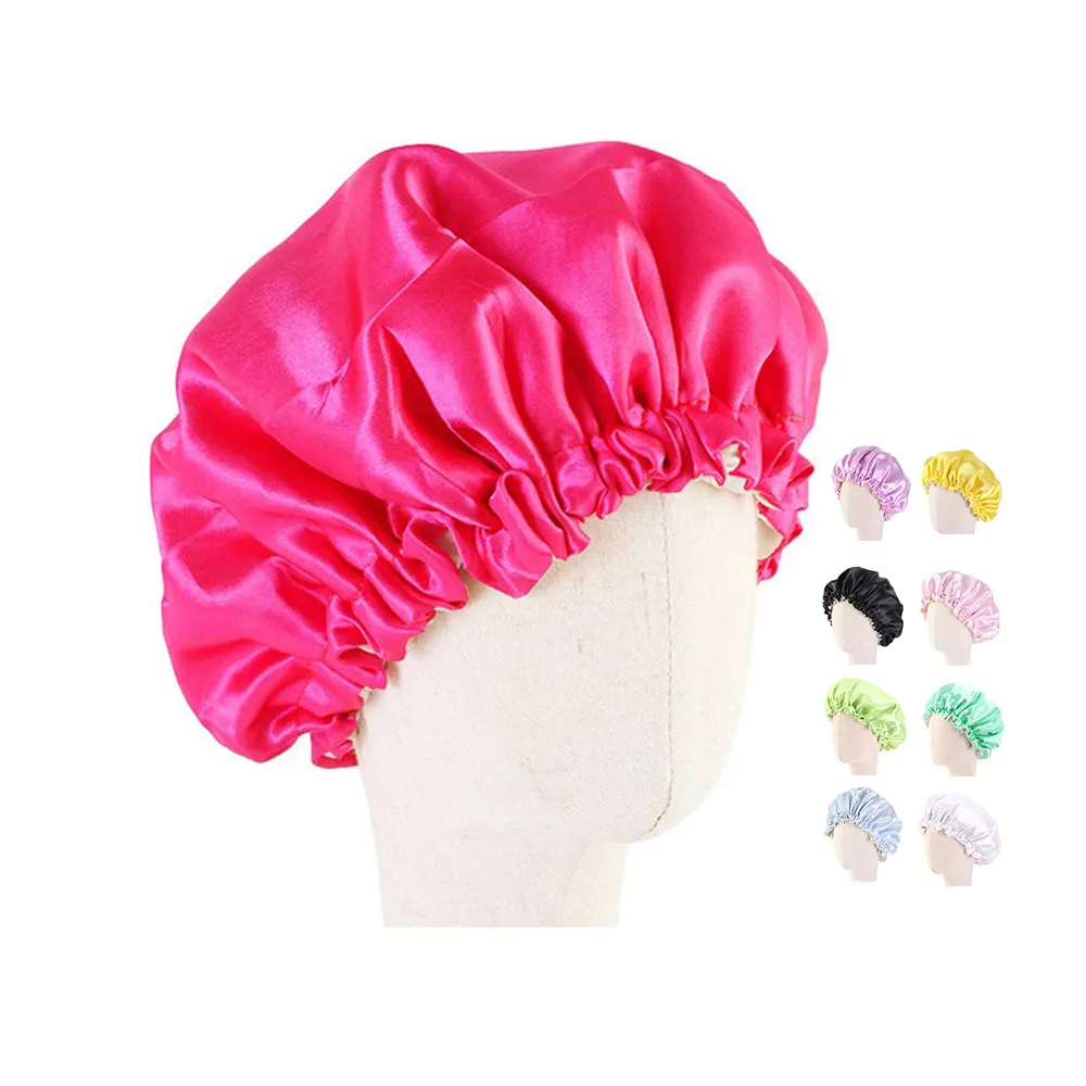 Bonecas de cetim com camada dupla, tamanho infantil, logotipo personalizado, bonnet de seda