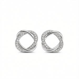 Orecchini a lobo con diamanti E3332, neri e oro, geometrici, minimalisti, gioielli raffinati da donna, montatura a canale, taglio rotondo brillante - Product Image 1