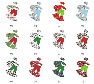 High Quality Christmas Custom Set Toddler Girl Clothes 2Pcs Set Tunic Tops+<b>Bell</b>-Bottomed Pants - Product Image 6