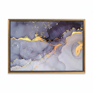 Printed <b>Canvas</b> Artwork: Elegant Purple and Gold Marble Design,GOLD <b>FRAMED</b> <b>CANVAS</b> - Product Image 2