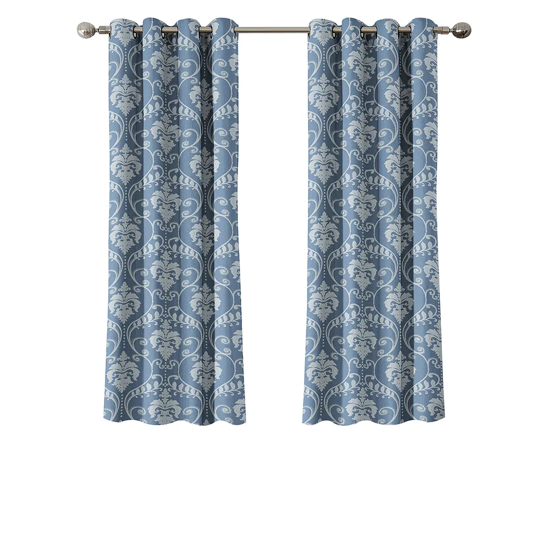 Blue Darkening Luxury Grommets Textured in American Jacquard Window Curtain for Living Room