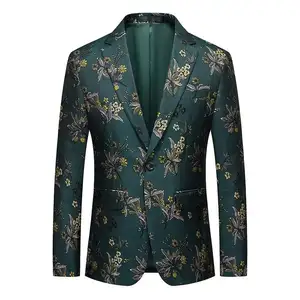 Yeni yüksek kalite moda yakışıklı 100 moda Blazer De Hombre tavuskuşu kuyruk erkek takım elbise ceket Polyester dört mevsim Blazers