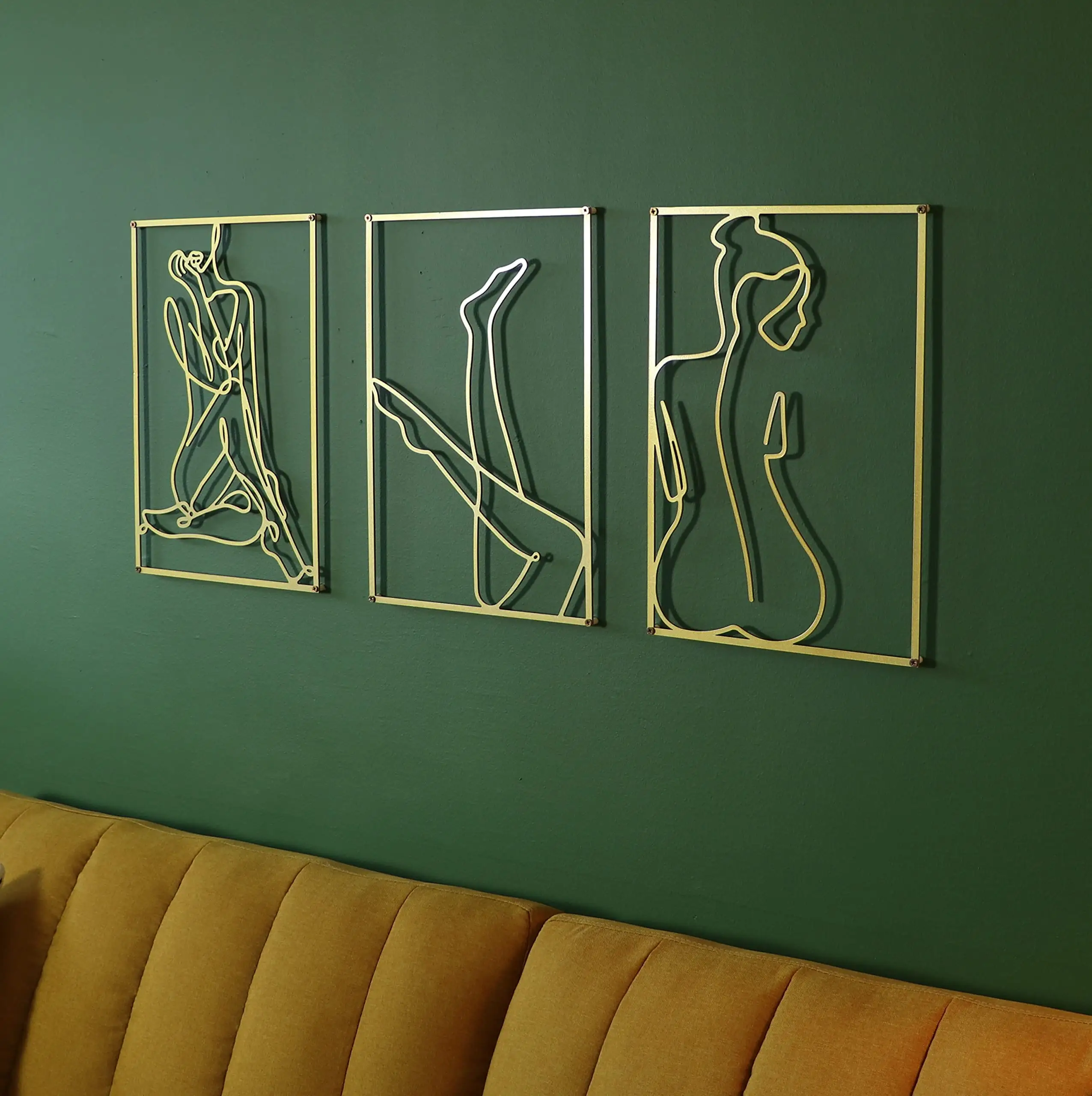 Duvar dekor iç yatak odası oturma odası çerçeve sanat asılı cam aynalar Metal Modern altın lüks dekoratif ev duvar dekoru