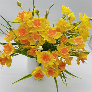 Venta caliente <span class=keywords><strong>Narciso</strong></span> artificial Amarillo Blanco Colores 5 Tenedores para la decoración de la Mesa del hogar Centro comercial Decoración de la cocina - Product Image 2