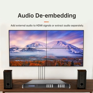 สวิตช์เมทริกซ์แบบคงที่ 4K ระดับมืออาชีพ 4x4 AV Seamless พร้อมโครงสร้างโลหะ 2.0 สำหรับการต่อภาพและเสียงแบบ Audio/Video Wall - Product Image 5