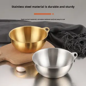 Gold Stainless Steel Mixing Bowl with Handle 11 13 15 17cm Kitchen Salad Bowl for Fruit Vegetable Food Serving Bowl Kitchenware - Product Image 2