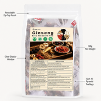 Teh Celup Campuran Lima Harta Karun Minweng 150g Teh Bunga Berkualitas Tinggi untuk Kesehatan Ginjal Pria, Vegan, Bebas Gluten, Bebas Gula