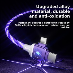 Nouveau câble de données lumineux 3-en-1 à charge rapide <span class=keywords><strong>double</strong></span> USB-A//Type-C, connecteurs en PVC, entièrement compatible - Product Image 3