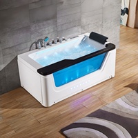 Bain à remous intérieur Aquaspring pour 1 à 2 personnes, baignoire en acrylique blanche, bain à remous avec cascade, jacuzzi, bain de massage avec éclairage LED