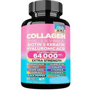 OEM private label Capsule di collagene peptidi tipi I II III V biotina cheratina acido ialuronico - Product Image 1