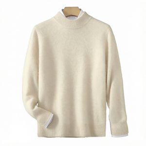Pull-over ample pour homme à col semi-montant en 100% pure laine, à manches longues, tricoté, idéal pour l'hiver – Meilleure vente - Product Image 1