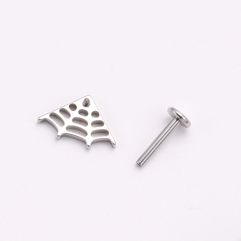 CNC Engraving Spider Web Shape F136 Titanium Flat Back Earrings