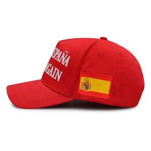 Casquettes personnalisées en gros « Espana Great Again » – Casquettes rouges avec logo brodé et drapeau espagnol pour les élections présidentielles en Espagne - Product Image 4