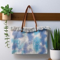 Tas Kanvas Wanita Model Hobo Warna-Warni, Multi-Fungsi, Kapasitas Besar, Kasual, dengan Rumbai dan Resleting, untuk Belanja dan Penggunaan Sehari-hari