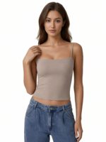 Camiseta sin Mangas Básica de Doble Forro para Mujer, Tirantes Ajustables, Camisola sin Mangas, Tops Sexys para Mujer, Tops Básicos