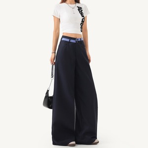 <span class=keywords><strong>Pantalon</strong></span> large <span class=keywords><strong>bleu</strong></span> <span class=keywords><strong>marine</strong></span> pour <span class=keywords><strong>femme</strong></span>, taille haute, double boutonnage, style baggy, streetwear Y2K, style coréen, <span class=keywords><strong>pantalon</strong></span> de travail pour <span class=keywords><strong>femme</strong></span> de bureau - Product Image 4