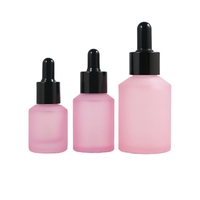 Ensemble cosmétique en verre rose cerise mat YH avec flacons distributeurs de lotion, sérum et crème pour le visage et pompe compte-gouttes