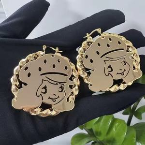 Women's Personalized Custom Cartoon Character Bamboo Hoop Hello Kitty Stainless Steel Earrings Fade-Resistant Waterproof - Product Image 5