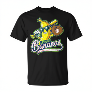 Camiseta gráfica Let's Go Bananas para hombres, mujeres y niños, diseño con temática de béisbol - Product Image 2