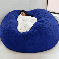 Housse de chaise pouf géant en fourrure 7FT pour adultes enfants (sans remplissage) Housse de pouf ronde géante moelleuse confortable pour chaise de lecture