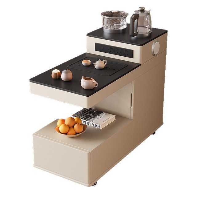 Simple Movable Multi-Functional Modern Rosewood Sofa Side Cabinet Water Boiling Tea Set Bluetooth Speaker Rolling Coffee Table
