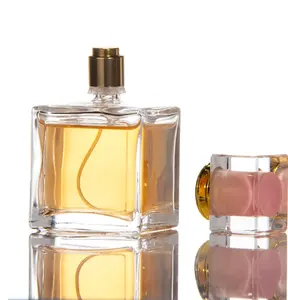 Atomiseur de parfum carré transparent d'usine épaule plate 30ml 50ml bouteille de parfum en verre