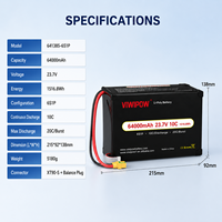 Pin LiHV 23.7V 6S 64000mAh 10C điện áp cao cho EVTOL UAV, đầu nối tùy chỉnh, tuổi thọ chu kỳ cao