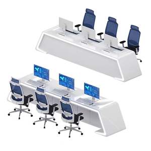 Banc de travail en bois courbé laqué <span class=keywords><strong>blanc</strong></span> moderne, <span class=keywords><strong>console</strong></span> de salle de contrôle, armoire de rangement réglable, mobilier de <span class=keywords><strong>bureau</strong></span> commercial durable - Product Image 6