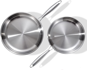 8.5-10-12 Inch Tri-Ply Stainless Steel Frying Pan Set, Induction and Space <strong>Saving</strong> <strong>Pots</strong> and Pans Set, RV Camping Cookware - Product Image 5