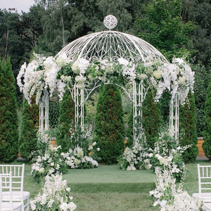 BLVE Gazebo de luxe européen en fer forgé blanc, dôme rond en métal, pavillon de jardin extérieur pour villa, cour - Product Image 6