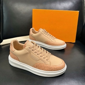 Baskets plateforme en cuir grain croco de haute qualité pour hommes, style designer, à lacets, semelle épaisse, chaussures décontractées et habillées pour le printemps et l'automne - Product Image 6
