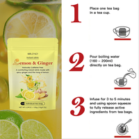 Thé au gingembre instantané avec miel, moringa, curcuma, corossol, citron et menthe - Sans sucre - Fraîchement préparé en sachet