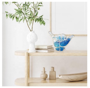 Decoración de habitación de guardería, decoración de pared de <span class=keywords><strong>Surf</strong></span>, cartel suelto para colgar, Hawaii <span class=keywords><strong>Aloha</strong></span> Surfer, forma de mano, dedo, Shaka, cartel de pared de madera - Product Image 2