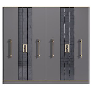 Juego de Muebles de Dormitorio Gris de Lujo, Cama Tapizada, Armario, Cómoda, Espejo de Cuerpo Entero, Colección Liberty WOODEX - Product Image 5
