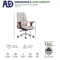 Chaise de bureau exécutive ergonomique en cuir de luxe moderne, dossier haut, pivotante, avec base en aluminium pour patron ou directeur