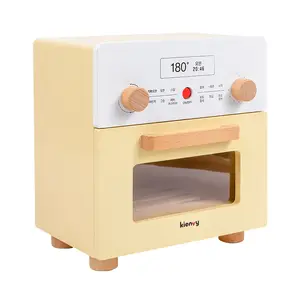 Wooden Cooking Games Pretend Play Household Appliances Educational Microwave Oven Kitchen Machinery Toys For Kids