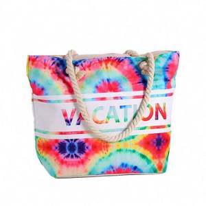 Bolsos de Mano de Lona de Gran Capacidad para Mujer, Estilo Tropical de Verano, Bolsos de Playa con Cierre - Product Image 1