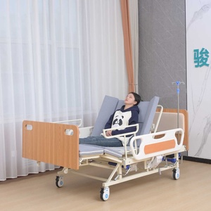 Lit d'hôpital manuel <span class=keywords><strong>anti</strong></span>-escarres avec tête de lit en bois, barrière pliable pleine longueur et <span class=keywords><strong>matelas</strong></span> de rotation pour personnes âgées et soins à domicile - Product Image 6