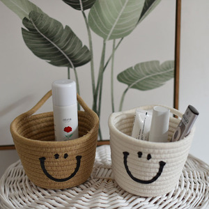 Woven Storage <b>Basket</b> Round Hanging Hook Type For Desktop Wall Mount Cosmetic Organizer Toy Storage <b>Basket</b> <b>Display</b> <b>Basket</b> - Product Image 4